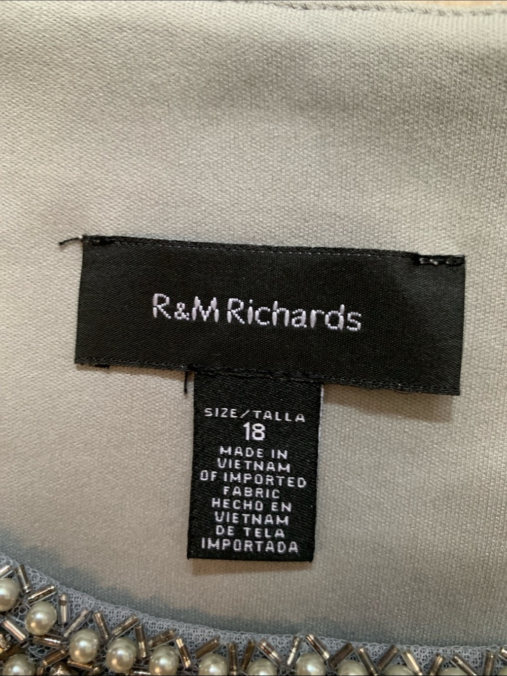 R&M Richards Silver Grey Beaded Lace Wide-Leg Jumpsuit 3 piece Set NWT Size 18 - Picture 11 of 17